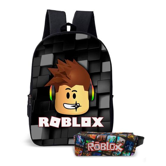 Imagem de Kit Mochila com Estojo Escolar Infantil do Roblox Menino e Menina 