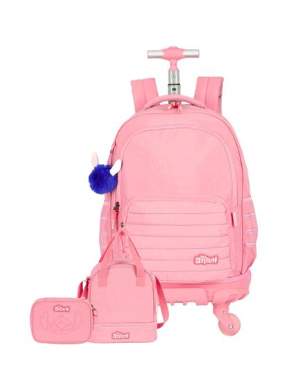 Imagem de Kit Mochila Com Rodas+Lancheira+Estojo Lilo Stitch