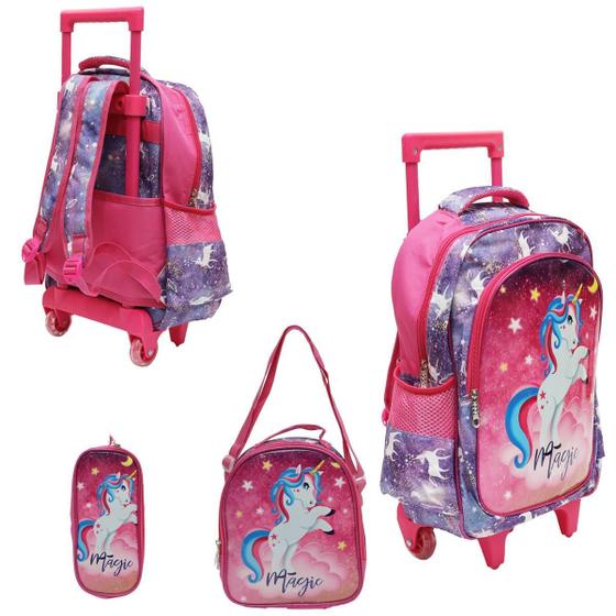 Imagem de Kit Mochila Com Rodinhas E Lancheira + Estojo Magic Place