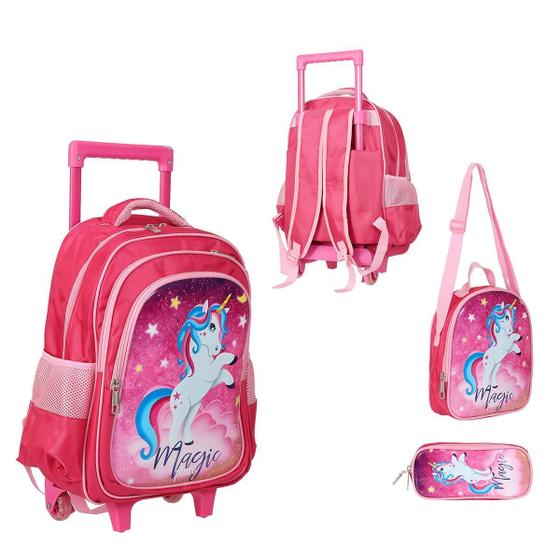 Imagem de Kit Mochila Com Rodinhas E Lancheira + Estojo Magic Place