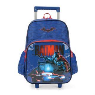 Imagem de Kit Mochila Com Rodinhas Escolar Meninos + Lancheira Térmica Batman Azul