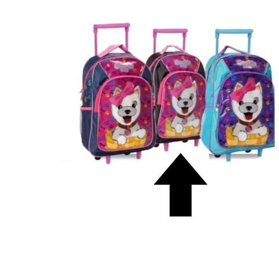 Imagem de Kit Mochila com Rodinhas Lancheira e Estojo Dogs Preta