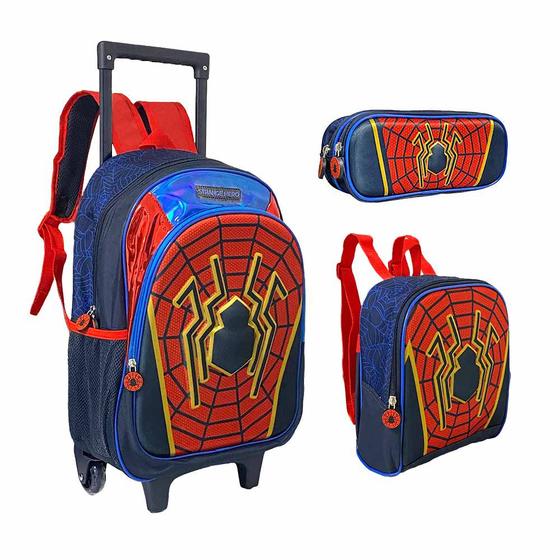 Imagem de Kit Mochila Com Rodinhas, Lancheira E Estojo Spider Man Fênix