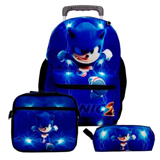 Kit Mochila com Rodinhas Sonic 2 com Lancheira e Estojo Menor preço em Kit Mochila com Rodinhas Sonic 2 com Lancheira e Estojo