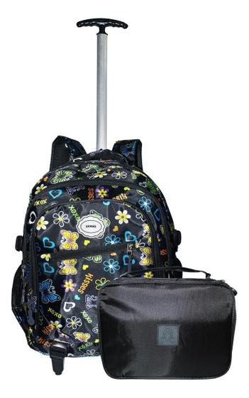 Imagem de Kit Mochila Coração Love 2102 + Estojo Rodinhas Escolar Top