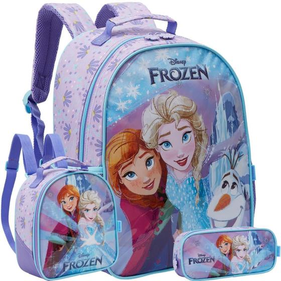 Imagem de Kit Mochila Costas 16 Frozen Lancheira E Estojo Escolar