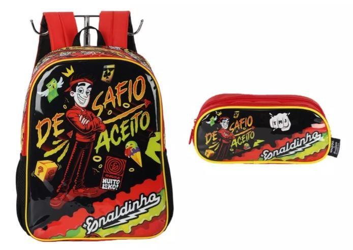 Imagem de Kit Mochila Costas Escolar Enaldinho + Estojo Desafio 2025