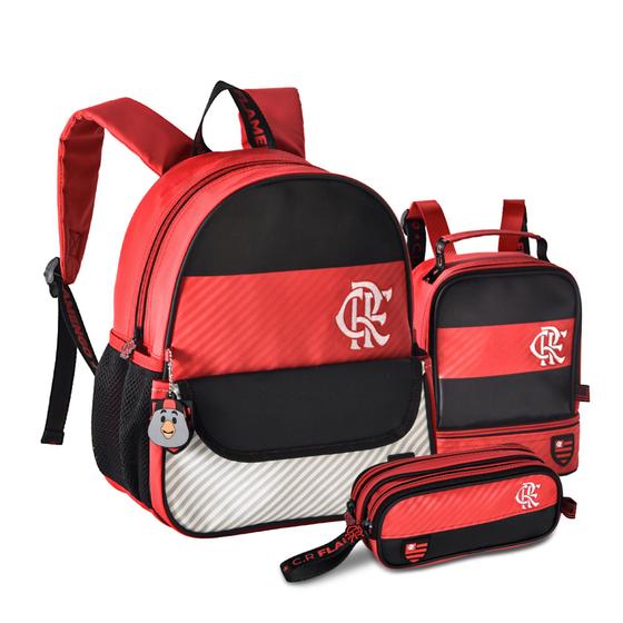 Imagem de Kit Mochila Costas Flamengo com Lancheira Térmica e Estojo Infantil Escola Creche Jardim