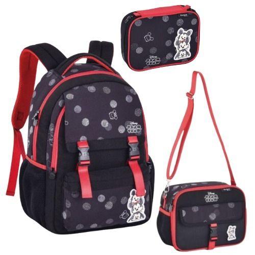 Imagem de Kit Mochila Costas Mais Estojo Com Lancheira Mickey Tsumtsum Moda Juvenil