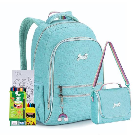 Imagem de Kit Mochila Costas Reforçada Lancheira Térmica Just Teen Oficial Escolar Passeio Juvenil Lançamento