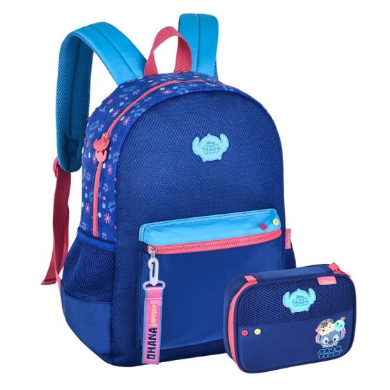 Imagem de Kit Mochila Costas Stitch Juvenil Tsum Tsum Com Estojo Box