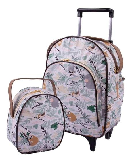 Imagem de Kit Mochila De Carrinho Infantil Bichinho G + Lancheira de Bebê Escolar - Barros Baby Store