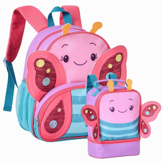 Imagem de Kit Mochila de Costas Borboleta Infantil Com Lancheira