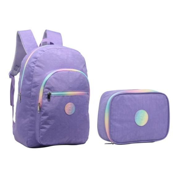 Imagem de kit Mochila de Costas e Estojo Box Juvenil Nylon Lisa Yepp 13095 - Volta Às Aulas 