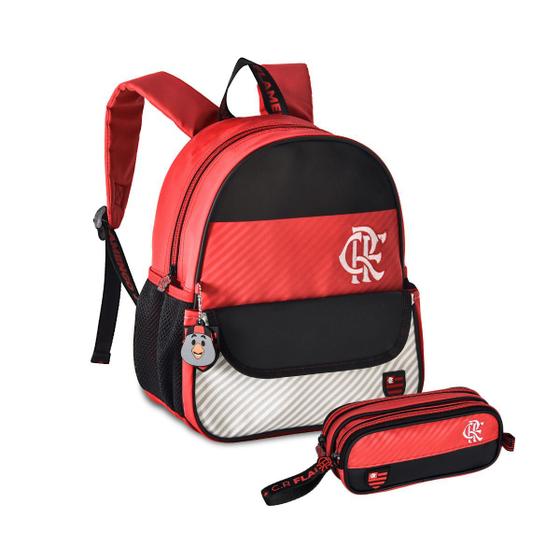 Imagem de Kit Mochila De Costas Flamengo Com Estojo Duplo Rubro Negro
