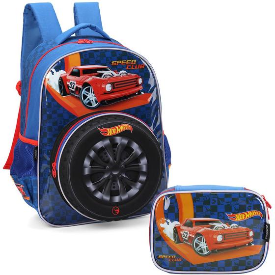 Imagem de Kit Mochila De Costas Hot Wheels Estojo Box 100 Pens Luxcel