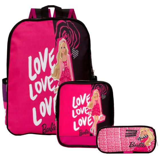 Imagem de Kit Mochila de Costas Infantil Grande Menina Barbie Escolar