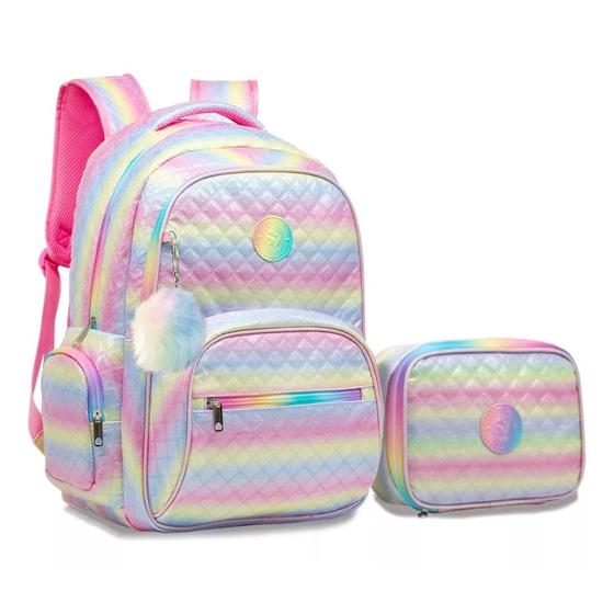 Imagem de Kit Mochila De Costas Juvenil E Estojo 100pens Tie Dye Meninas