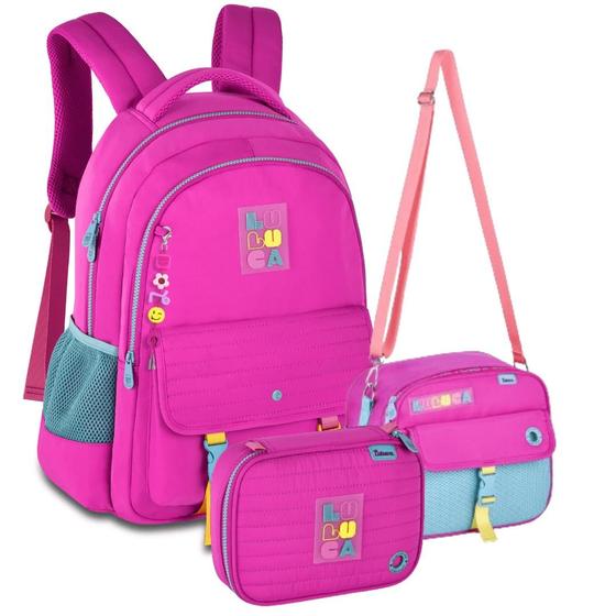 Imagem de Kit mochila de costas lancheira estojo Luluca oficial