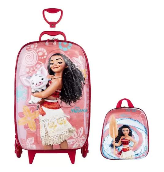 Imagem de Kit Mochila de Rodas em 3D e Lancheira Princesa Moana - Diplomata