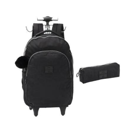 Imagem de Kit Mochila de Rodas + Estojo Simples Preto Up4You, Luxcel