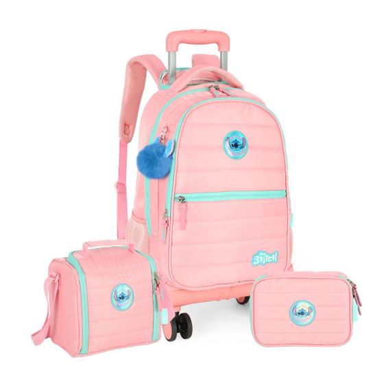 Imagem de Kit Mochila De Rodas Stitch Disney Com Lancheira Estojo Box