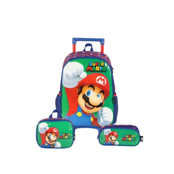 Kit Mochila De Rodas Super Mario Com Lancheira Estojo Duplo Imagem de Kit Mochila De Rodas Super Mario Com Lancheira Estojo Duplo