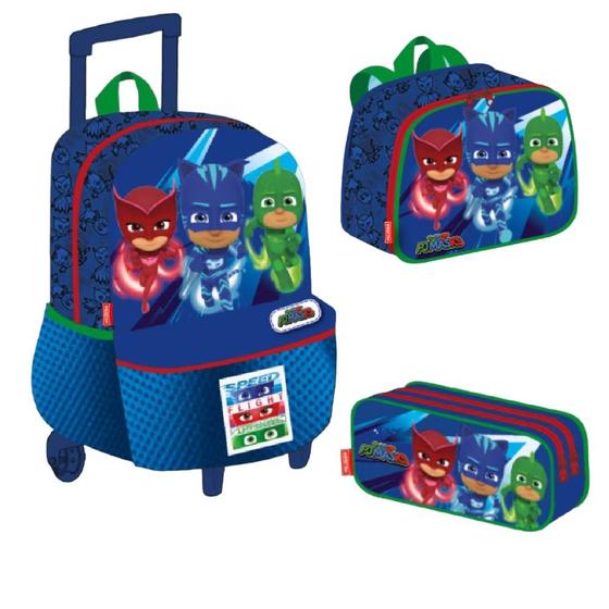 Kit Mochila De Rodinha Estojo Lancheira Pj Masks Sestini Menor preço em Kit Mochila De Rodinha Estojo Lancheira Pj Masks Sestini