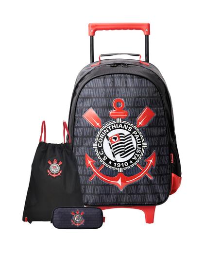 Imagem de Kit Mochila De Rodinha+Estojo T+Mochila Saco Corinthians