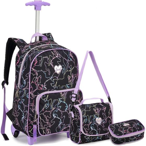 Kit Mochila de Rodinha Infantil Feminina com Lancheira e Estojo Meninas Menor preço em Kit Mochila de Rodinha Infantil Feminina com Lancheira e Estojo Meninas
