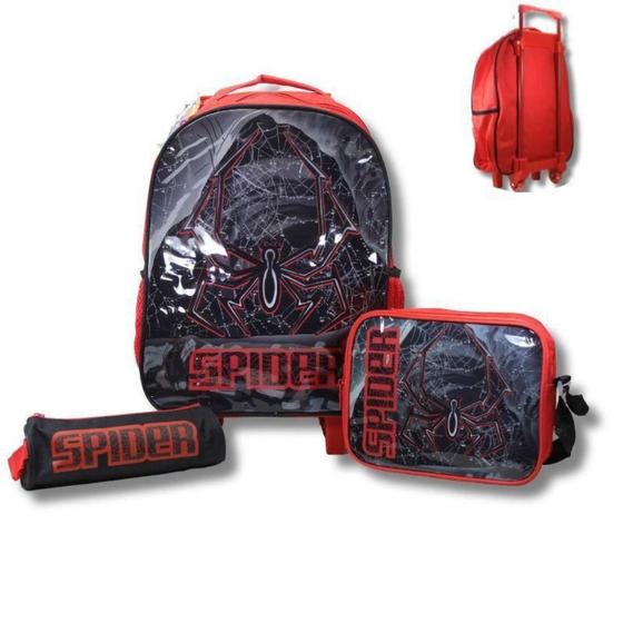 Imagem de Kit Mochila De Rodinha Infantil Spider+ Lancheira+ Estojo