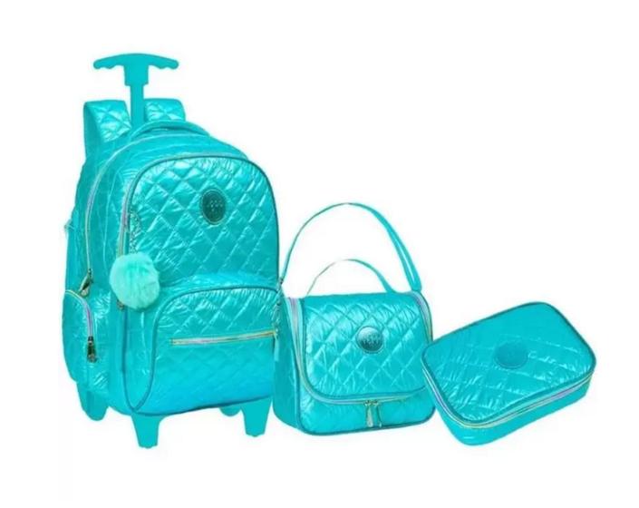 Kit Mochila de rodinha Juvenil e Estojo + Lancheira Matelassê Luxo - Yepp Menor preço em Kit Mochila de rodinha Juvenil e Estojo + Lancheira Matelassê Luxo - Yepp