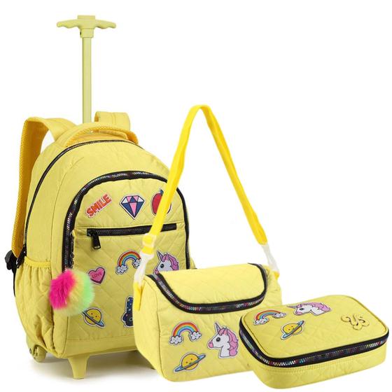 Kit Mochila de Rodinha Juvenil Feminina com Lancheira e Estojo Meninas Menor preço em Kit Mochila de Rodinha Juvenil Feminina com Lancheira e Estojo Meninas
