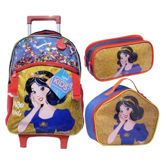 Imagem de Kit Mochila de Rodinha Lancheira e Estojo Princesa Branca de Neve Yepp MIF5330