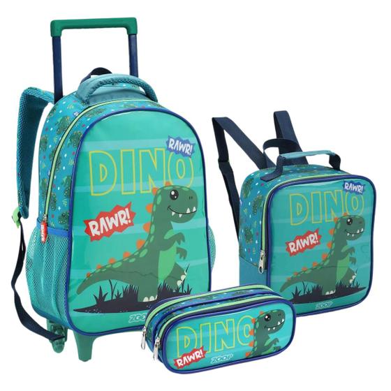 Kit Mochila De Rodinha Lancheira Estojo Escolar Infantil Menino ...