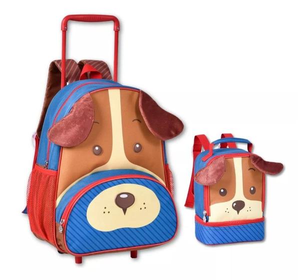 Imagem de Kit Mochila De Rodinha + Lancheira Infantil Clio Pets Escolar Cachorro