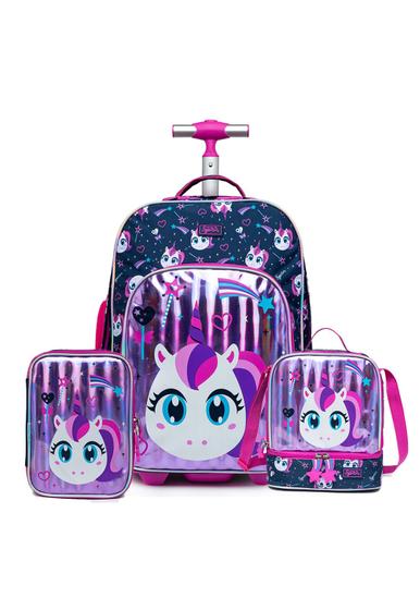 Imagem de Kit Mochila De Rodinha Menina Unicórnio Feminina Escolar Sweet Garden