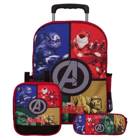 Imagem de Kit Mochila de Rodinha Menino Avengers e Lancheira