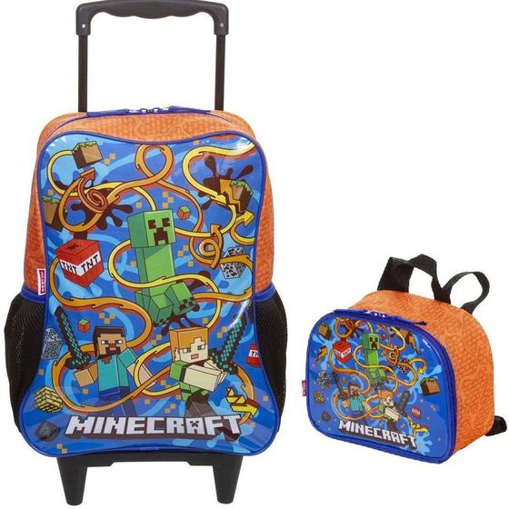 Imagem de Kit Mochila de Rodinha Minecraft G +Lancheira Sestini