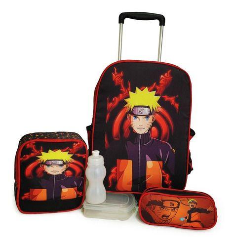 Imagem de Kit Mochila De Rodinha Naruto Juvenil Escolar Pronto Envio 