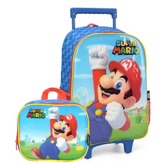 Imagem de Kit Mochila de Rodinha Super Mario+Lancheira Luxcel