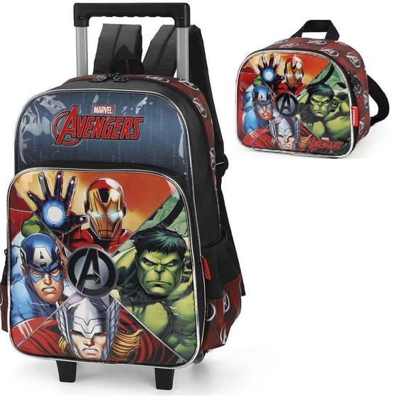 Imagem de Kit Mochila de Rodinha Vingadores Personagens + Lancheira