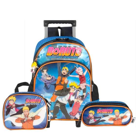 Kit Mochila de rodinhas com alças + Lancheira + estojo duplo BORUTO Luxcel é boa?