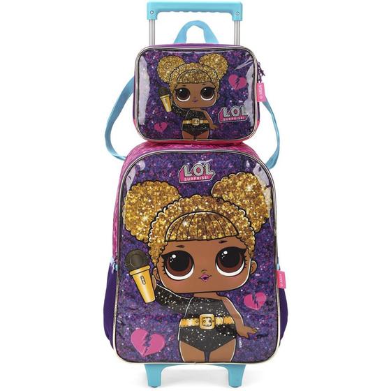 Imagem de Kit Mochila de Rodinhas e Lancheira Luxcel Lol Surprise Roxo