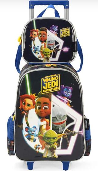Kit Mochila de Rodinhas e Lancheira Luxcel Star Wars Azul Menor preço em Kit Mochila de Rodinhas e Lancheira Luxcel Star Wars Azul