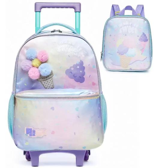 Imagem de Kit Mochila de Rodinhas e Lancheira Pack Me Fresh Roxo