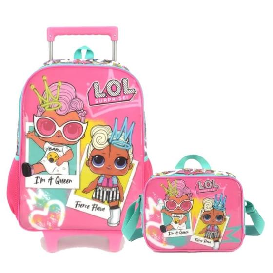 Imagem de Kit Mochila De Rodinhas Escolar Pink Lol Surprise Original