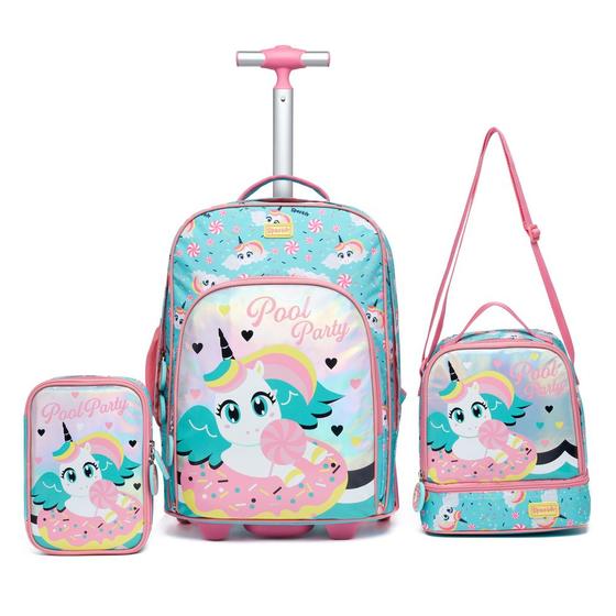 Kit Mochila de Rodinhas + Lancheira + Estojo Infantil Escolar é boa?