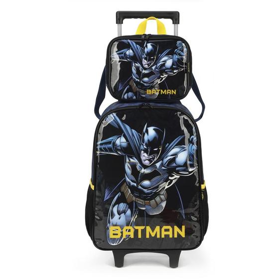 Imagem de Kit Mochila de Rodinhas Lancheira Luxcel Batman Preto