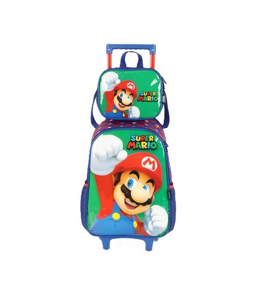 Imagem de Kit Mochila De Rodinhas Lancheira Térmica Super Mario Bros